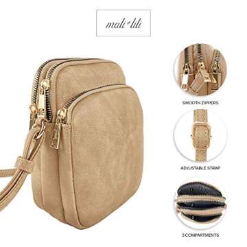 Mali+Lili, Josie Triple Compartments Crossbody Bag for Women, Beige