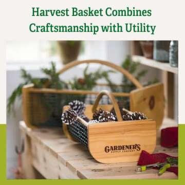 Gardener's Supply Company Garden Harvest Basket | Versatile Gardening & Vegetables Gathering Hod | Natural Smooth Pine - Maple Frame & Coated Mesh | 16"L x 9"W x 7"H - Small