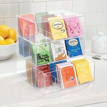 mDesign Clear Plastic Tea Bag Organizer with 3 Drawers