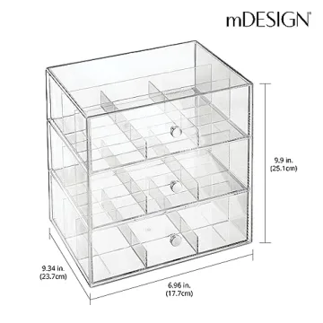 mDesign Clear Plastic Tea Bag Organizer with 3 Drawers