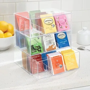 mDesign Clear Plastic Tea Bag Organizer with 3 Drawers