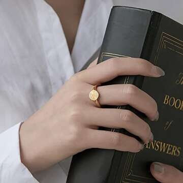 MYNENEY Gold plating high polished Stainless Steel stackable Wedding rings for women ins jewelry gif...