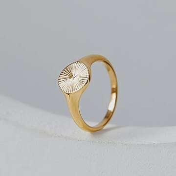 MYNENEY Gold plating high polished Stainless Steel stackable Wedding rings for women ins jewelry gift (Gold, 5)