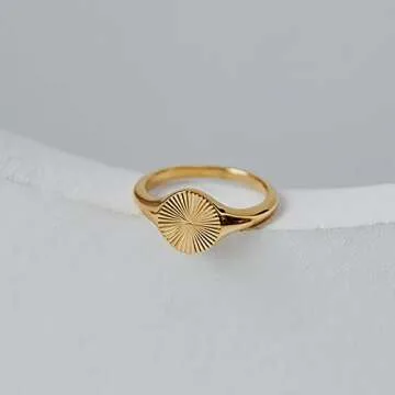 MYNENEY Gold plating high polished Stainless Steel stackable Wedding rings for women ins jewelry gift (Gold, 5)