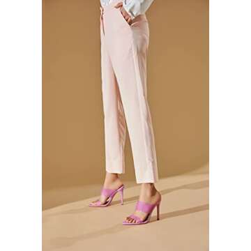 vivianly Clear Pointed Toe Heel Sandals Transparent Strap Stiletto High Heels Slip on Mules for Wome...