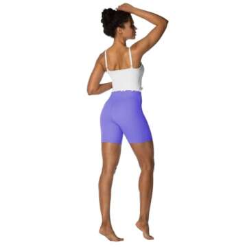 Sunzel Sunzfly Crossover Biker Shorts for Women, V Criss Cross High Waist Yoga Workout Gym Shorts with Tummy Control 6" Inseam Periwinkle Medium