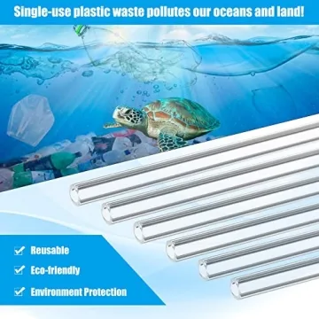 eBoot 6 Pcs Colorful Glass Straws with Butterfly Design