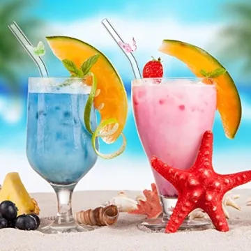 eBoot 6 Pcs Colorful Glass Straws with Butterfly Design