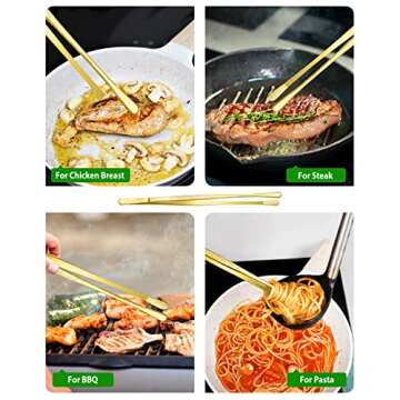 Professional Gold Stainless Steel Kitchen Tweezers Set