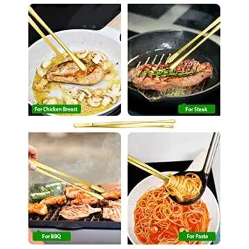 Professional Gold Stainless Steel Kitchen Tweezers Set