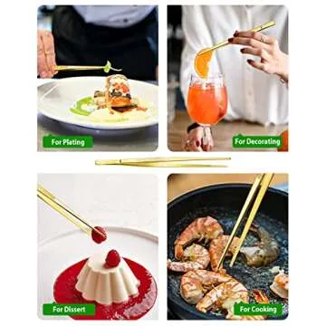 Professional Gold Stainless Steel Kitchen Tweezers Set