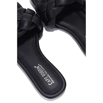 Cape Robbin Vagabond Sandals Women - Square Toe Sandals - Flat Braided Sandals for Women - Woven Womens Mules Slip On Shoes - Black Size 6