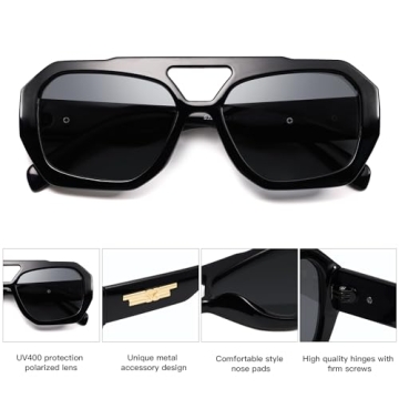 SOJOS Trendy Aviator Sunglasses Polarized Hexagonal Square Shades