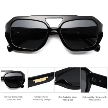 SOJOS Trendy Aviator Sunglasses Polarized Hexagonal Square Shades