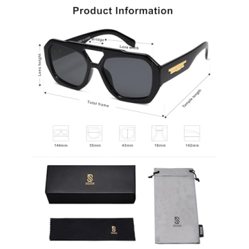 SOJOS Trendy Aviator Sunglasses Polarized Hexagonal Square Shades