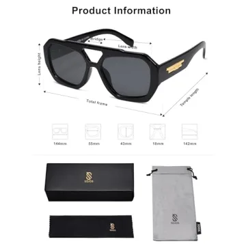 SOJOS Trendy Aviator Sunglasses Polarized Hexagonal Square Shades