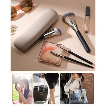 FERYES Large Travel Makeup Brush Holder with Quality Brushes