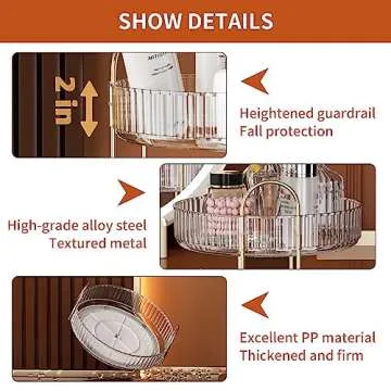 YCIA&DONE 360 Rotating Makeup Organizer and Storage for Vanity Countertop 3 Tiers, High Capacity Cosmetic Skincare Perfume Organizers for Dresser Bathroom Lazy Susan (Clear White)