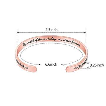 Bridesmaid Proposal Gifts Adjustable Bracelets - Stainless Steel Secret Engraved Cuff Wedding Bangle for Maid of Honor Bridesmaid Bride Tribe Team
