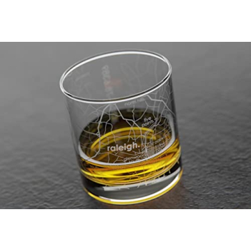 Well Told Engraved Raleigh North Carolina Map Rocks Glass, Old Fashioned Whiskey Glass (11 oz, Clear...
