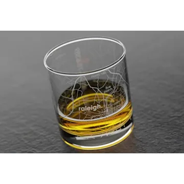 Well Told Engraved Raleigh North Carolina Map Rocks Glass, Old Fashioned Whiskey Glass (11 oz, Clear...