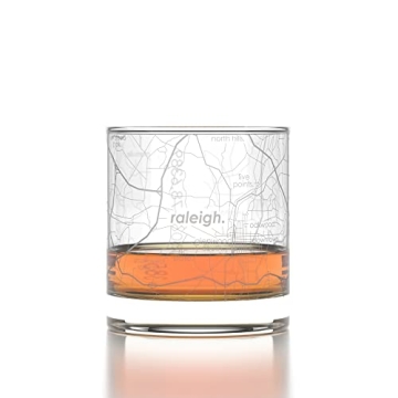 Well Told Raleigh Map Whiskey Glass - Personalized Gift