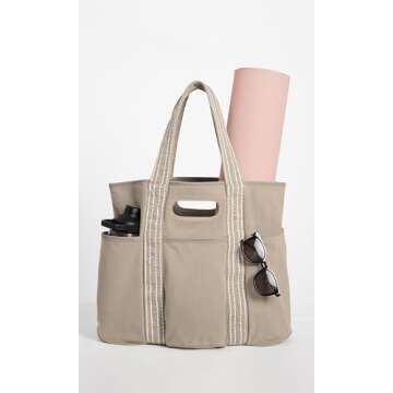 ODODOS 29L Oversized Canvas Tote Bag Large Capacity Open Top Shoulder Bags for Gym Workout Shopping Beach Travel, Gray Brown