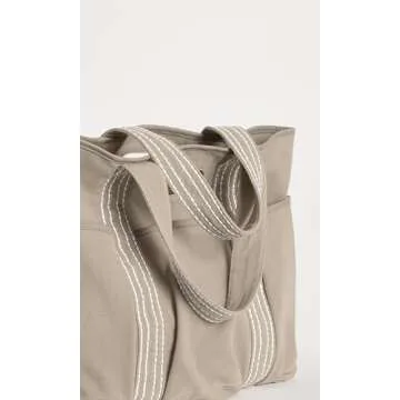 ODODOS 29L Oversized Canvas Tote Bag Large Capacity Open Top Shoulder Bags for Gym Workout Shopping Beach Travel, Gray Brown