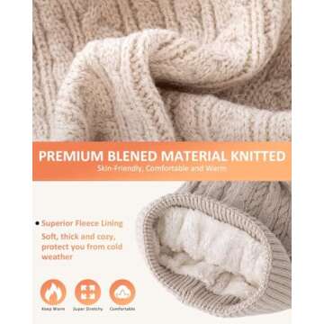 Stylish Winter Hat Scarf Gloves Set with Pom Pom