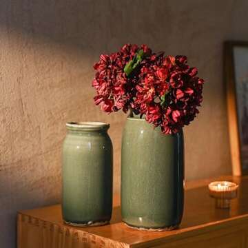 Rustic Large Blue and Grey Vase for Home Decor