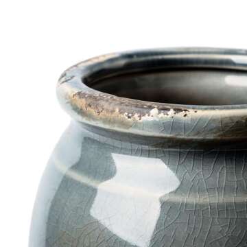 Rustic Large Blue and Grey Vase for Home Decor