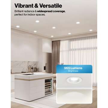 Sunco 6 Pack LED Recessed Lighting 5/6 Inch Baffle Trim, Dimmable & Damp Rated