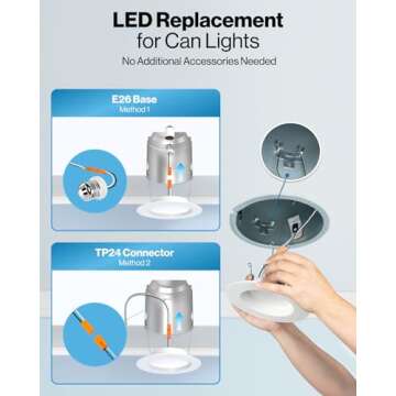 Sunco 6 Pack Adjustable Dimmable LED Recessed Downlights