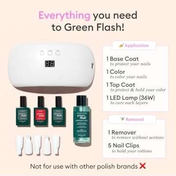 Vegan Green Flash LED Gel Nail Polish Kit - At Home Salon Quality
