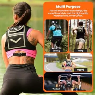Running Mini Backpack Vest for Men and Women – Black Reflective Design with 360° Visibility, Fits iPhone, Android, and iPad Mini – Lightweight Adjustable Gear for Fitness, Cycling, Hiking