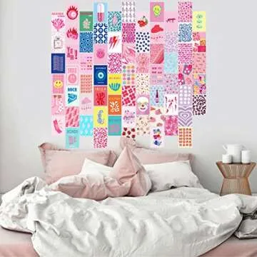 KBKBART 70pcs Preppy Room Decor, Aesthetic Pictures, Cute Trendy Pink Photo Collage Kit 4"x6" Hot Pi...