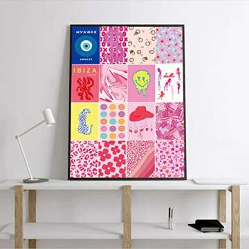 KBKBART 70pcs Preppy Room Decor, Aesthetic Pictures, Cute Trendy Pink Photo Collage Kit 4"x6" Hot Pink Preppy Wall Art Posters/Things for Teen Girls Bedroom Dorm