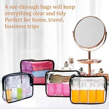 Kitchen GIMS Clear TSA Approved Toiletry Bag 4 Pack Small Cosmetic Bag Travel Toiletry Bag Quart Size Travel Bags for Toiletries Waterproof Carry On Toiletry Bag Travel Accessories
