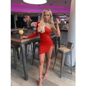 Stylish One Shoulder Mini Dress for Parties and Events