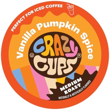 Crazy Cups Flavored Coffee Pods, Vanilla Pumpkin Spice Coffee, Single Serve Coffee for Keurig K Cups...