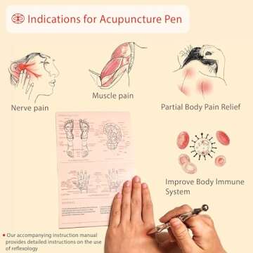 Rena Chris Stainless Steel Gua Sha and Acupuncture Pen, Manual Reflexology Tools for Muscle Tension and Pain Relief, Acupressure Pen and Gua Sha Set with Reflexology Chart, Easy to Use