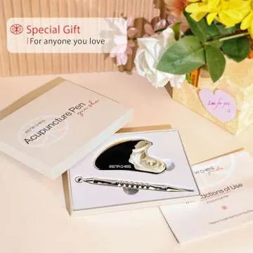 Rena Chris Stainless Steel Gua Sha and Acupuncture Pen, Manual Reflexology Tools for Muscle Tension and Pain Relief, Acupressure Pen and Gua Sha Set with Reflexology Chart, Easy to Use