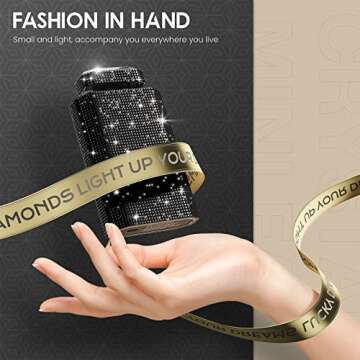 Lady Handheld Fan, Rechargeable Small Personal Fan with 3 Speeds Setting, Powerful Quiet Pull-out Portable Fan, Mini Cooling Desk Electric Fan Safe for Girls Woman Office School-Black Rhinestones