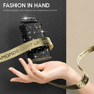 Lady Handheld Fan, Rechargeable Small Personal Fan with 3 Speeds Setting, Powerful Quiet Pull-out Portable Fan, Mini Cooling Desk Electric Fan Safe for Girls Woman Office School-Black Rhinestones