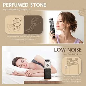 Lady Handheld Fan, Rechargeable Small Personal Fan with 3 Speeds Setting, Powerful Quiet Pull-out Portable Fan, Mini Cooling Desk Electric Fan Safe for Girls Woman Office School-Black Rhinestones