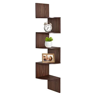 Greenco Corner Shelf 5-Tier Floating Shelves - Easy Mount for Compact Spaces