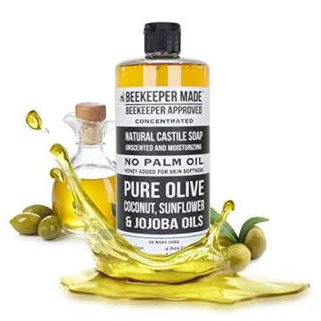 Beekeeper Made Natural Castile Soap, 32 fl oz | No Palm Oil, 8 Ingredients for Sensitive Skin, USA M...