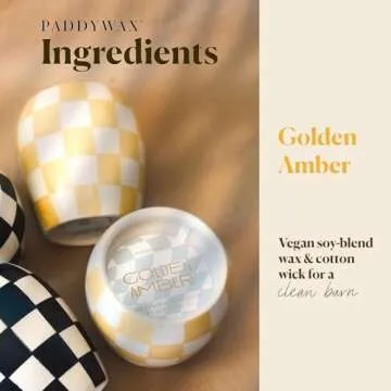 Paddywax Checkmate Artisan Hand-Poured Scented Candle, 11-Ounce, Golden Amber