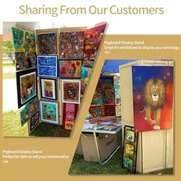 DURASPACE 4 Panel Room Divider 5.6 FT Pegboard Display Folding Wood Privacy Screen Pegboard Stand Organizer for Jewelry, Craft, Cloth, Art Display (White)