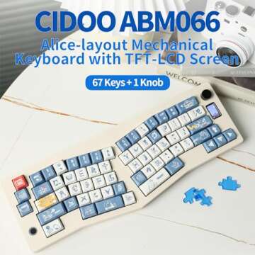 EPOMAKER CIDOO ABM066 Alice-Layout Mechanical Keyboard with TFT-LCD Screen and Knob, VIA-programmabl...